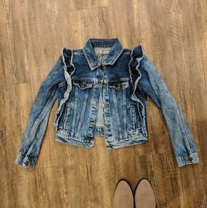 Zara fitted cropped denim jacket